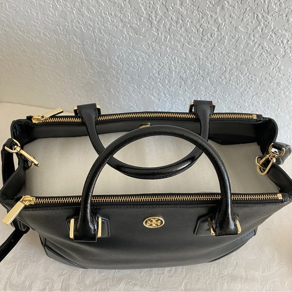 Tory Burch double zip saffiano Robinson tote
